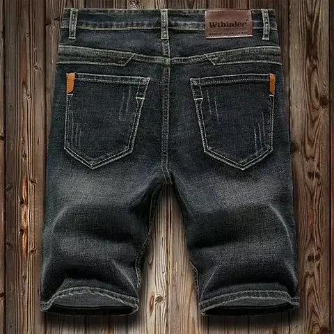 Shorts en jean pour homme été 2026 – Pantalon en denim extensible bleu foncé, design tendance, coupe