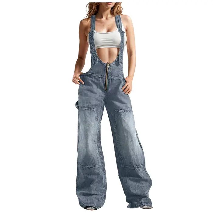Robe en jean à bretelles réglables pour femmes, vêtements de travail en denim, vêtements de batterie