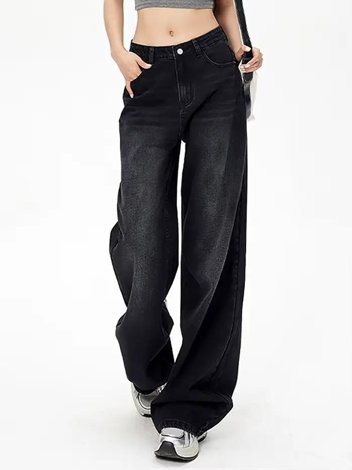 Lady RetroY2K Style taille haute jean pantalon femmes mode jambe droite Denim pantalon filles chaude