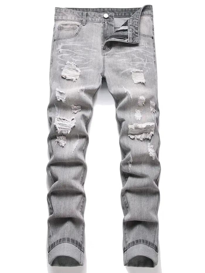 Jean pour hommes coupe ajustée confort jambe droite décontracté taille moyenne pantalon en jean pant