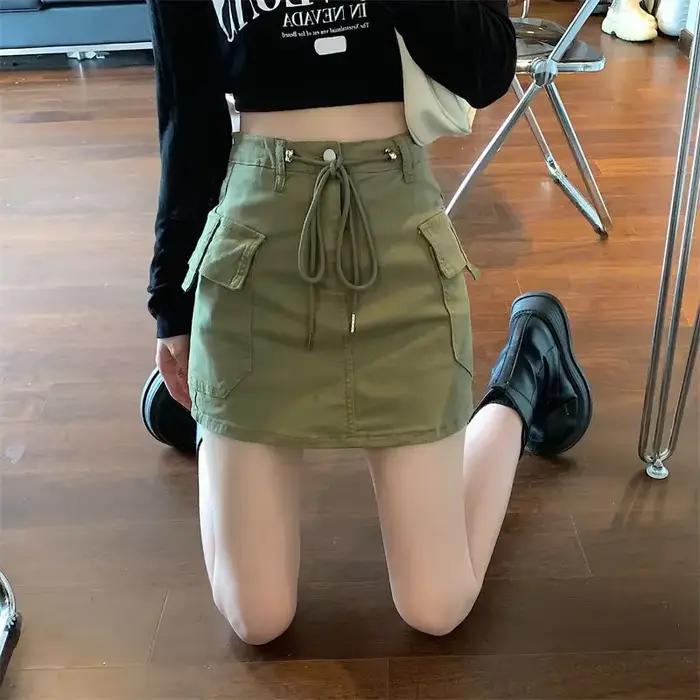 Femme Denim Jupe Courte Taille Haute Jeans Jupes Pour Femmes Gyaru Streetwear Y2k Vintage Été 2025 D