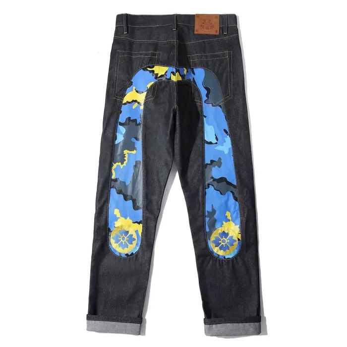 Jean japonais en coton brodé à la main pour hommes, Tube droit, coupe cintrée, pantalon hip-hop, dét