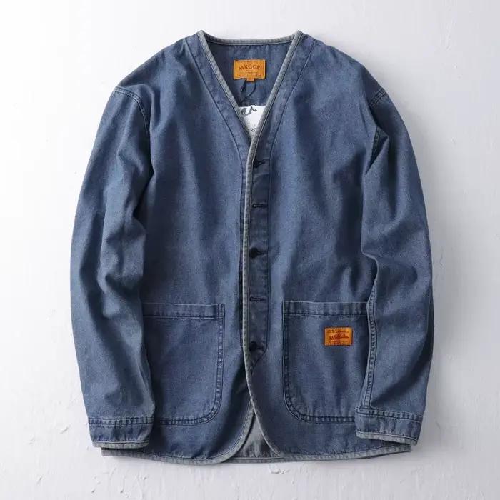 Amekaji japon rétro lavage lourd vêtements de travail vêtements 100% coton Denim veste hommes à la m