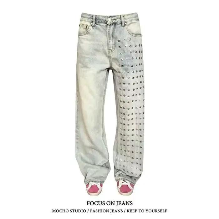 Jean rétro américain pour femme, pantalon en denim baggy de créateur, style Y2K japonais Harajuku, c