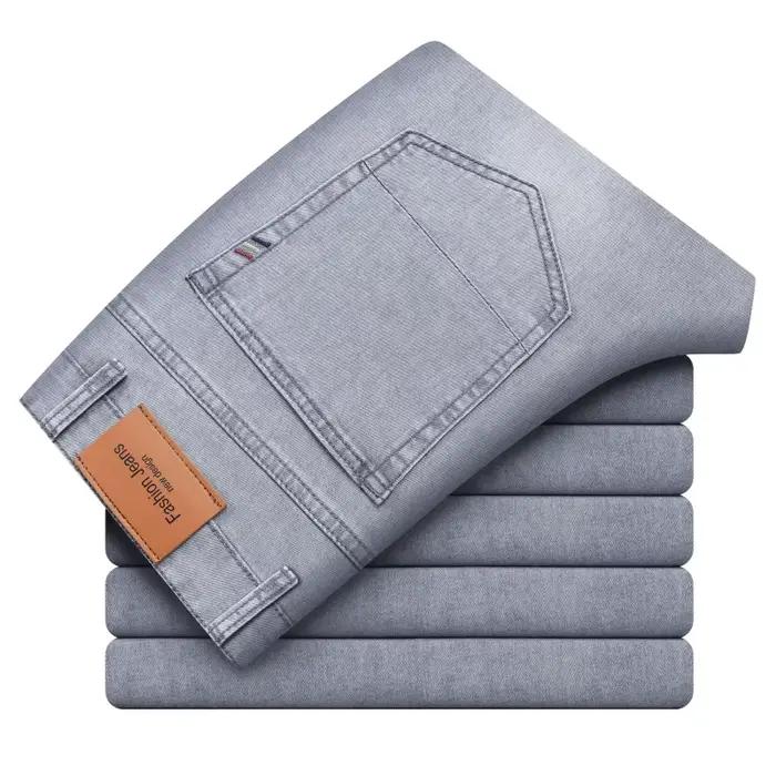 Jean en denim fin SHAN BAO coupe droite, ample et légèrement extensible, style classique été 2026, d
