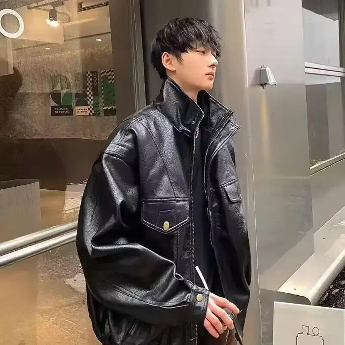 Blouson aviateur en cuir PU vintage pour hommes et femmes, coupe-vent de moto, manteau respirant, vê