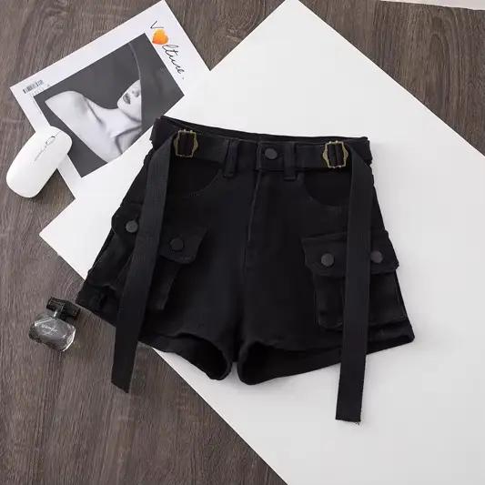 Rétro armée vert vêtements de travail Denim Shorts nouvel été Cool fille Chic ceinture poche concept