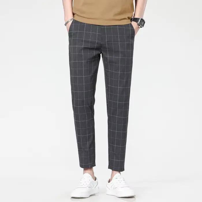 Nouveau pantalon pour hommes de style européen et américain à la mode à grille 2025 pour les affaire