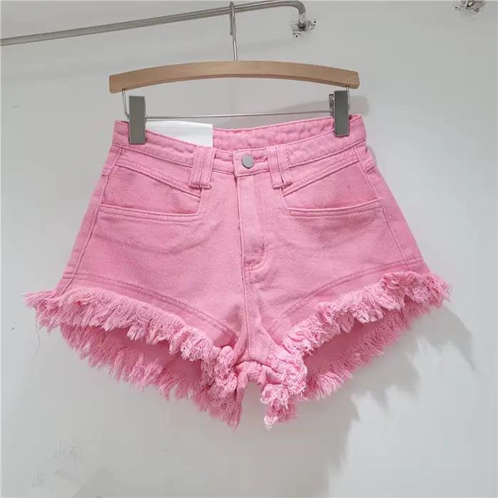 Short en Denim brut pour femmes, nouveau Design à pampilles taille haute, ligne a, jambes larges, pa