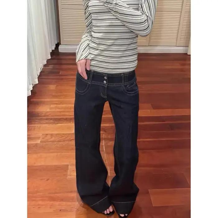 Femmes Vintage bleu Y2k Baggy Jean 2025 automne Harajuku petit ami Denim pantalon haute rue 2000s Je