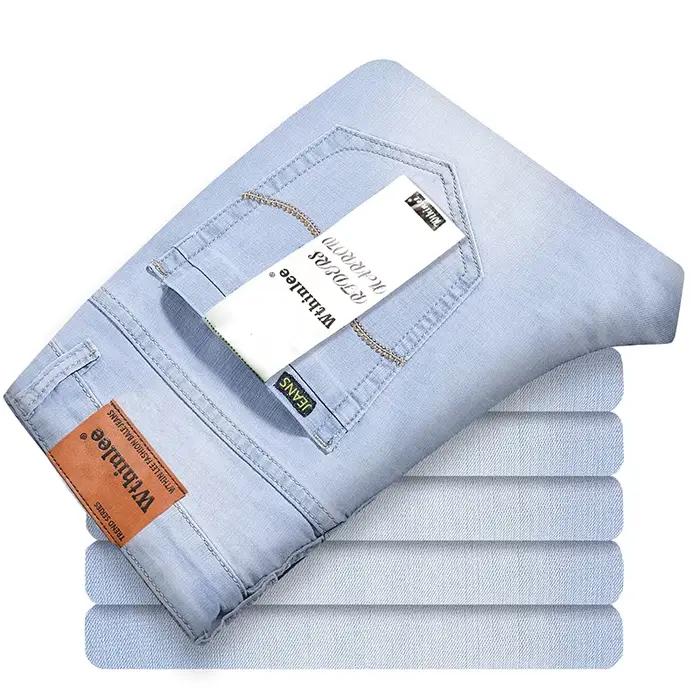 Jean fin pour hommes de marque 2025 été nouveau Style affaires décontracté coupe ajustée élastique S