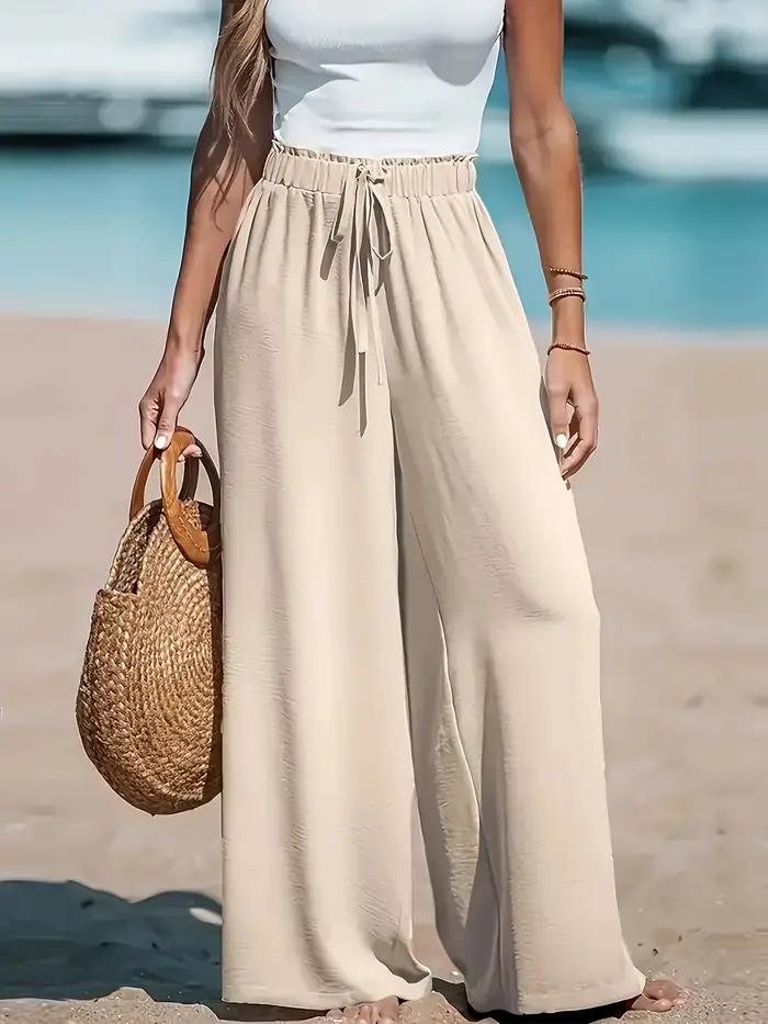 Pantalon décontracté à jambes larges et élastiques, confortable, nouvelle collection, grande taille,