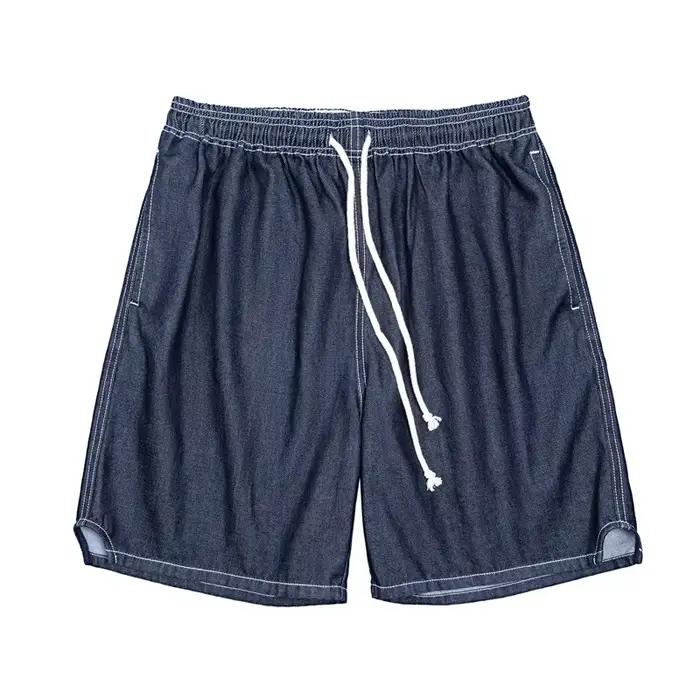 Maden-Short en jean pour homme, coupe droite, demi-pantalon, été