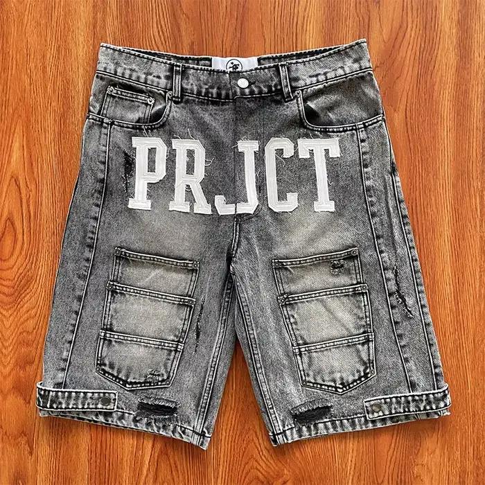 Project Capri Jeans d'urgence Short en jean décontracté brodé