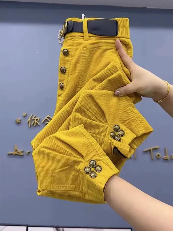 Pantalons décontractés en velours côtelé pour femmes style bureau dames automne hiver nouveau modèle pantalon droit confortable ocassions décontractées