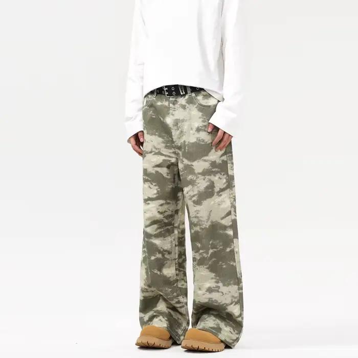 Jean homme à la mode rétro 3D camouflage éclaboussures denim ample droit jeans décontractés style gothique coton舒适 councill,请提供一个符合要求的标题,不需要HTML格式,确保包含产品信息和关键词,但不提及价格、产地或促销信息。例如: ###TITRE###时尚宽松直筒裤男式复古3D迷彩水洗牛仔裤舒适剪裁适合多种场合