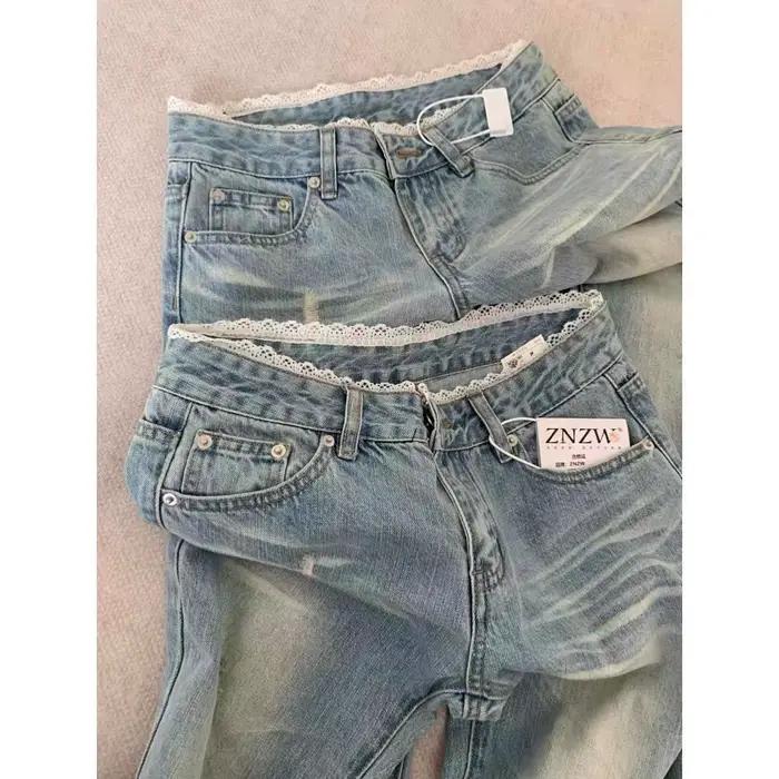 Botvotee rétro classique américain Vintage Denim jean pour femmes taille basse droite années 1950/1960 inspiré