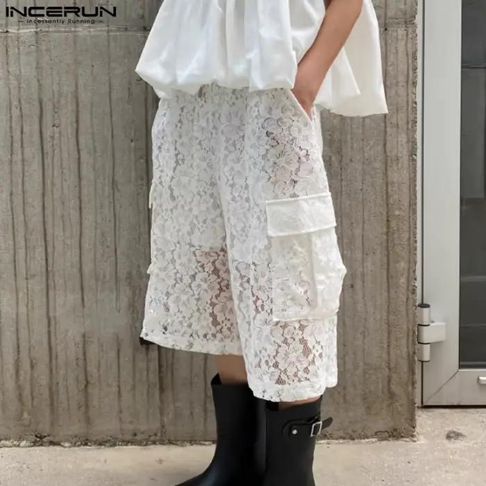 Shorts décontractés en coton et polyamide avec dentelle pour hommes, idéaux pour les journées d'été et les sorties quotidiennes