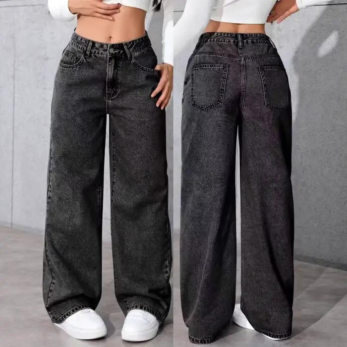 Jeans ROMSUNS amples pour femmes, couleur bleu ciel, taille haute, style américain, confort maximal pour printemps et automne