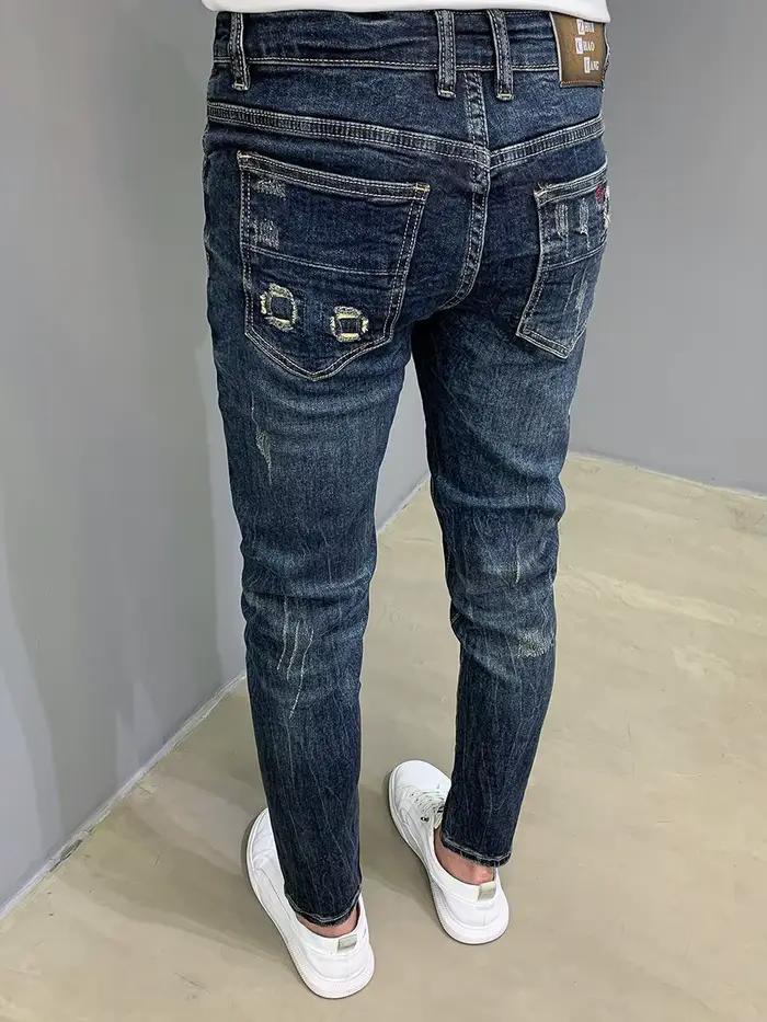 Harajuku mode automne nouveau jean bleu hommes