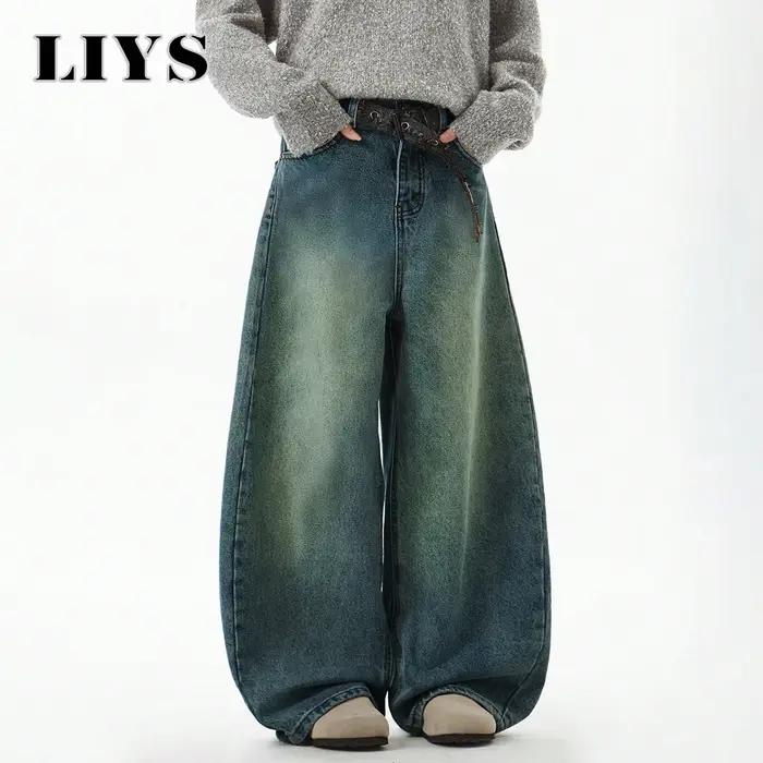 Vêtements pour hommes bleu pantalon en jean à jambes larges