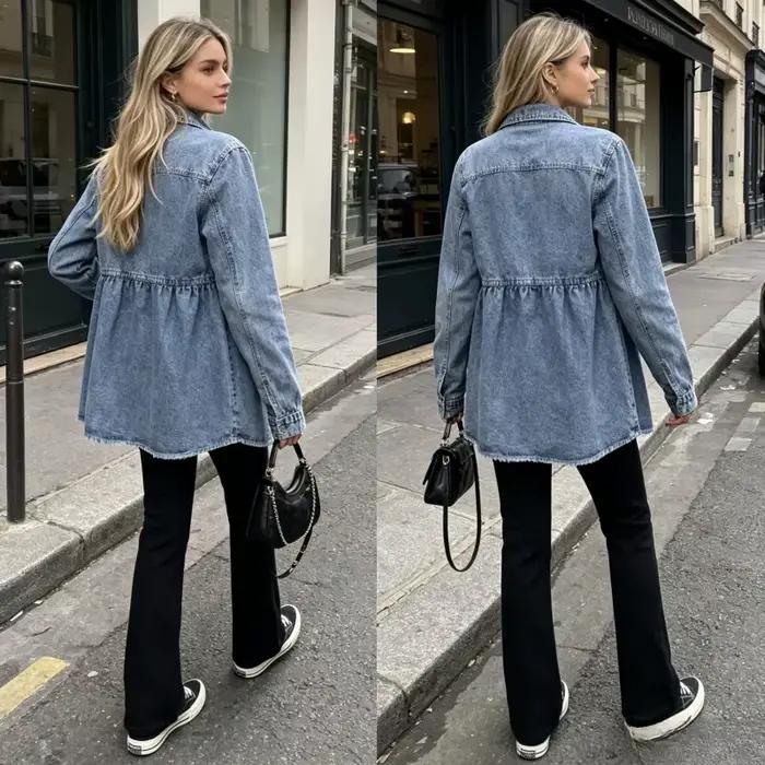 Manteau en jean vintage de Nowsaa pour femme style rétro automne hiver pour le bureau et les sorties en ville