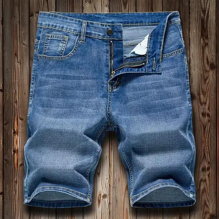 Shorts en jean pour homme été 2026 - Coupe slim droite, extensible, décontractée et élégante pour différentes occasions sociales et décontractées
