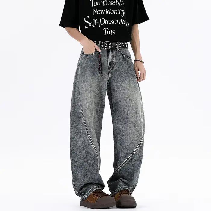 Nouveau printemps/été 2025 hommes rétro jean ample décontracté denim pantalons