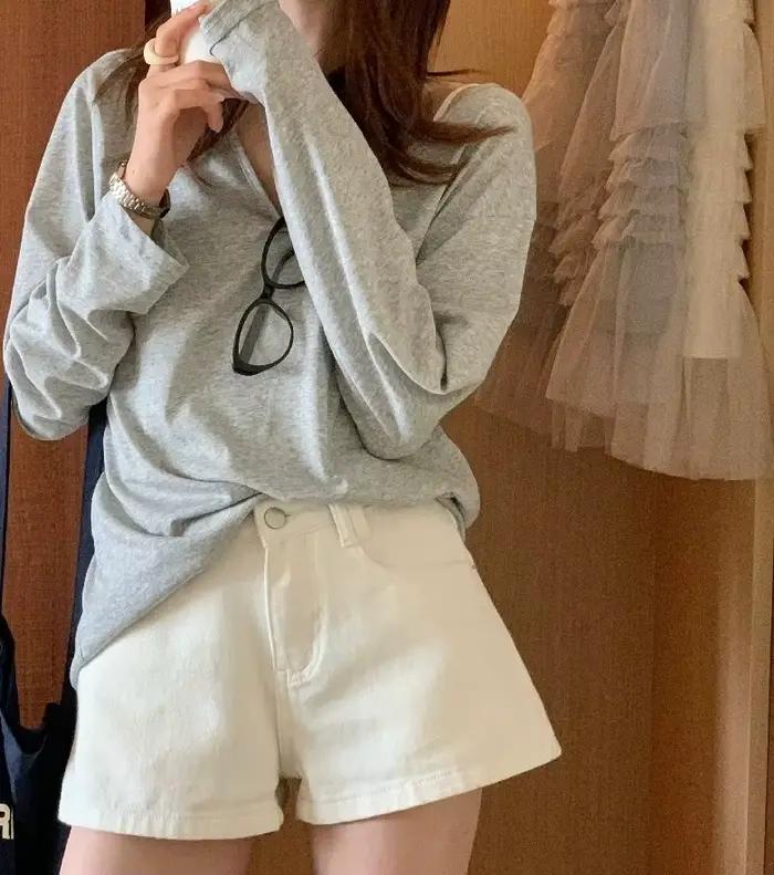 Shorts en jean blanc pour femme