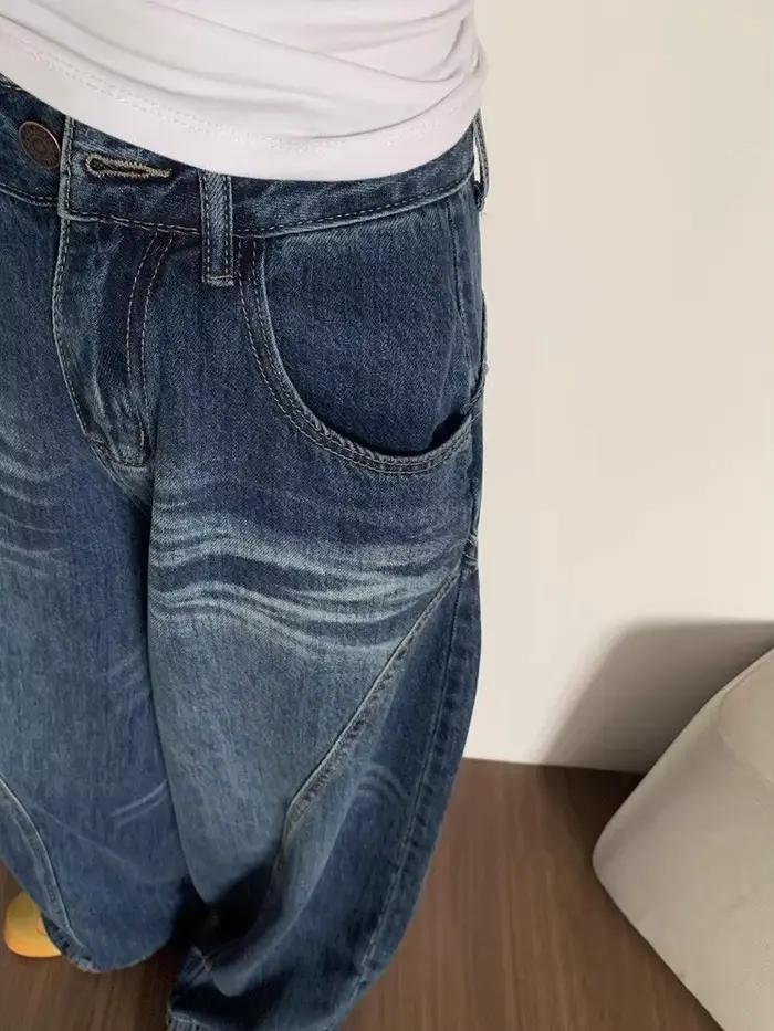 Jean large bleu coupe droite pour femme