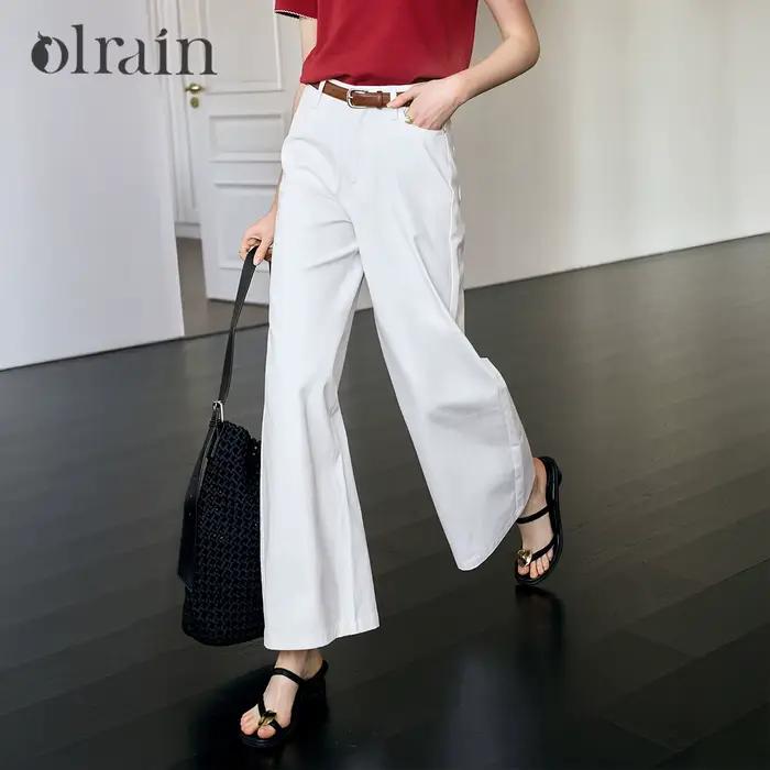OLrain Jean en denim blanc pour femme 2026 Nouveau modèle simple