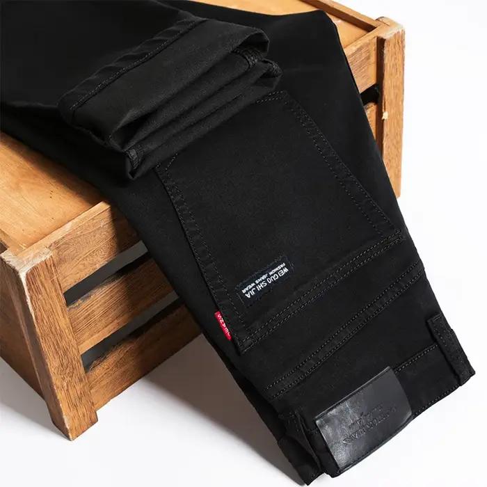 Printemps automne Vintage noir affaires jean hommes décontracté droit Stretch classique travail Denim pantalon coréen