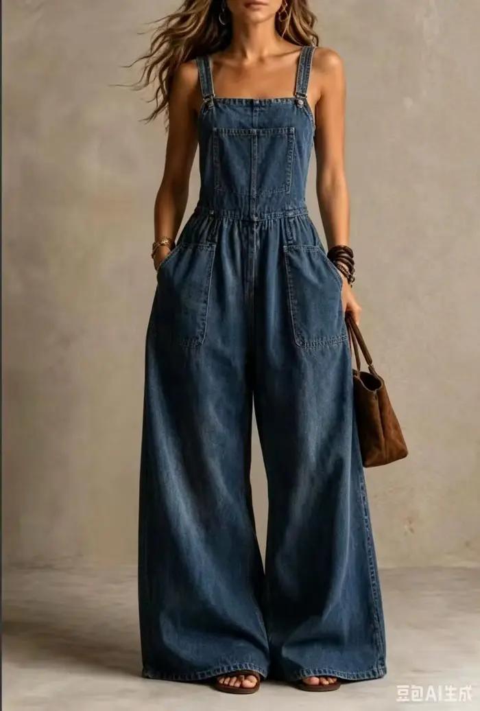Combinaison Salopette Vintage en Jean pour Femme
