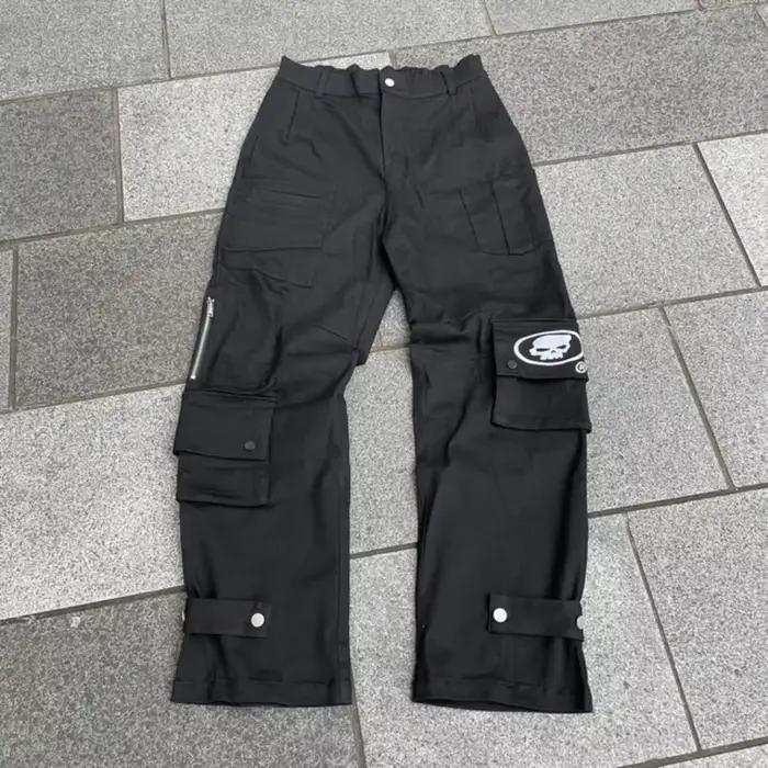 Lettres broderie jean hommes Y2K Streetwear droit décontracté ample jambe large Denim Cargo pantalon Hip Hop pantalons
