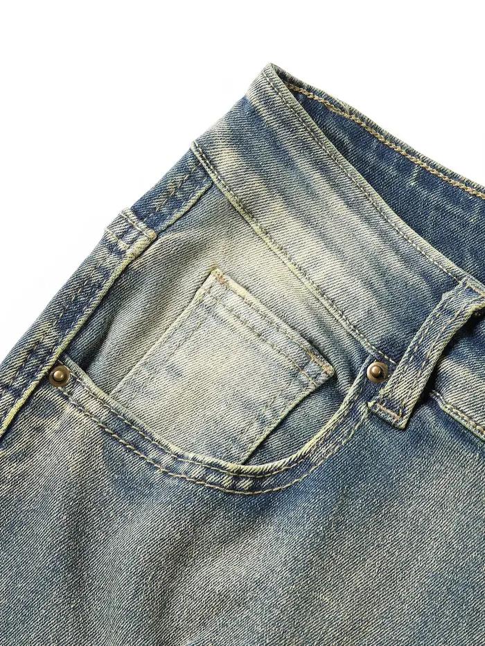 High Street Vintage hommes jean trou cassé gland Micro élastique pantalon évasé Streetwear à la mode jeunesse Denim