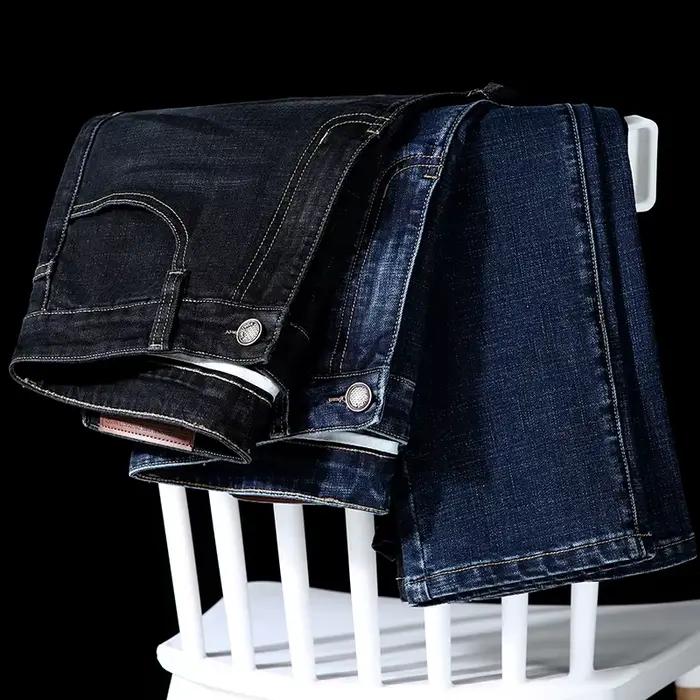 Nouveau Jean de Bureau Homme Automne 2025 – Style Classique Bleu Noir Extensible Coupe Droite – Pantalon en Denim de