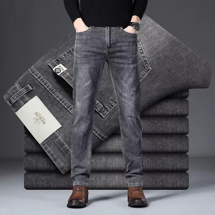 2 couleurs mode coréenne hommes jean moulant nostalgie lavé coupe ajustée classique décontracté rue skateboard Denim pantalon