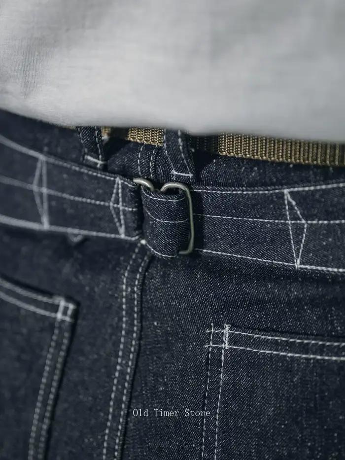 Qingtian M1937 Denim salopette pantalon Indigo ample coupe droite Amekaji jean pour hommes avec boucle arrière