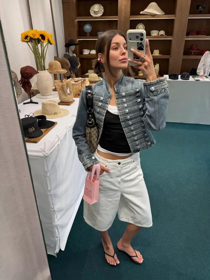 Suninbox Veste en jean vintage à manches longues pour femme avec boutons sur le devant