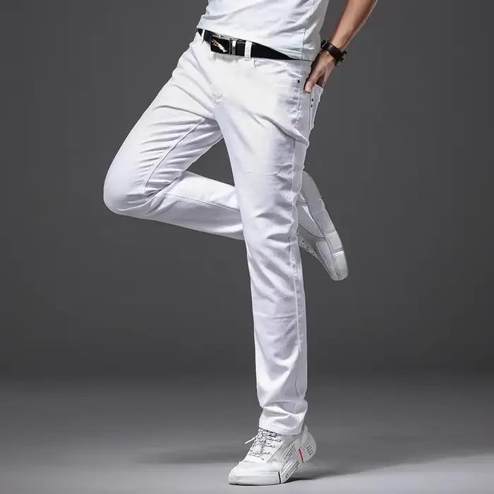 Pantalon homme slim blanc denim stretch confortable et élégant pour homme affaires et occasions décontractées