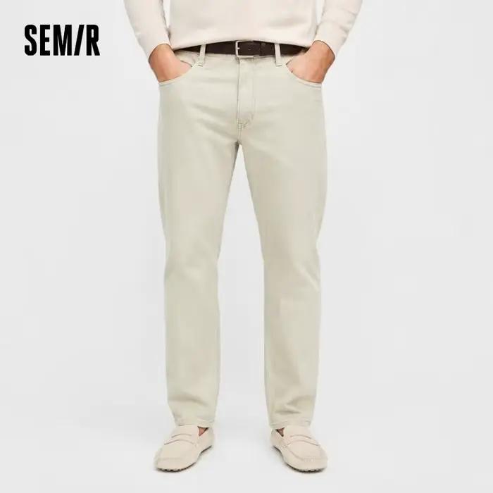 Jean Homme Semir Délavé, Coupe Ample Droite, Coton Pur, Style Urbain Décontracté, Idéal pour Sorties, Campus, Voyages et Loisirs