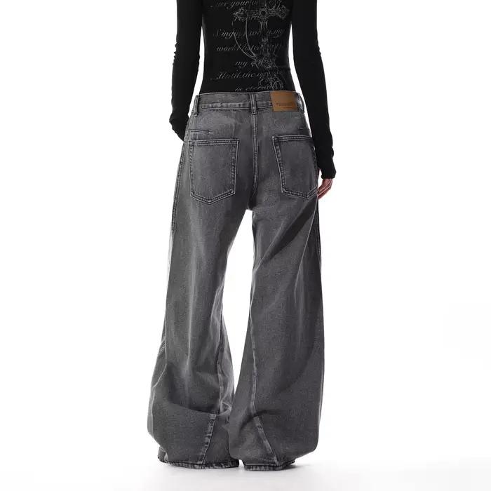 Jean large délavé style rétro pour femme – Nouvelle collection 2026 – Pantalon décontracté ample