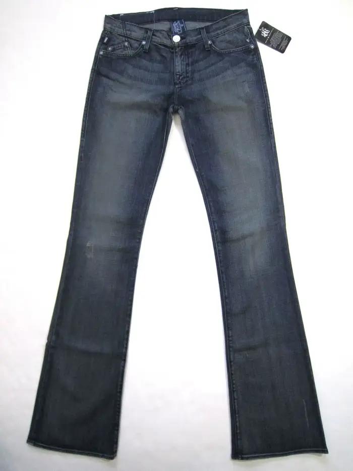 Jean Slim bleu brodé avec couronne de poche rétro pour femmes
