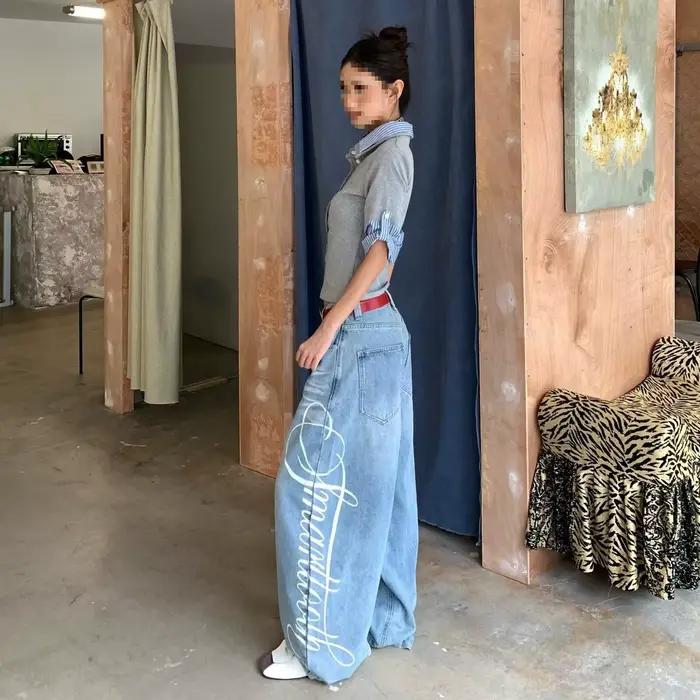 Jean baggy bleu Y2K pour femme