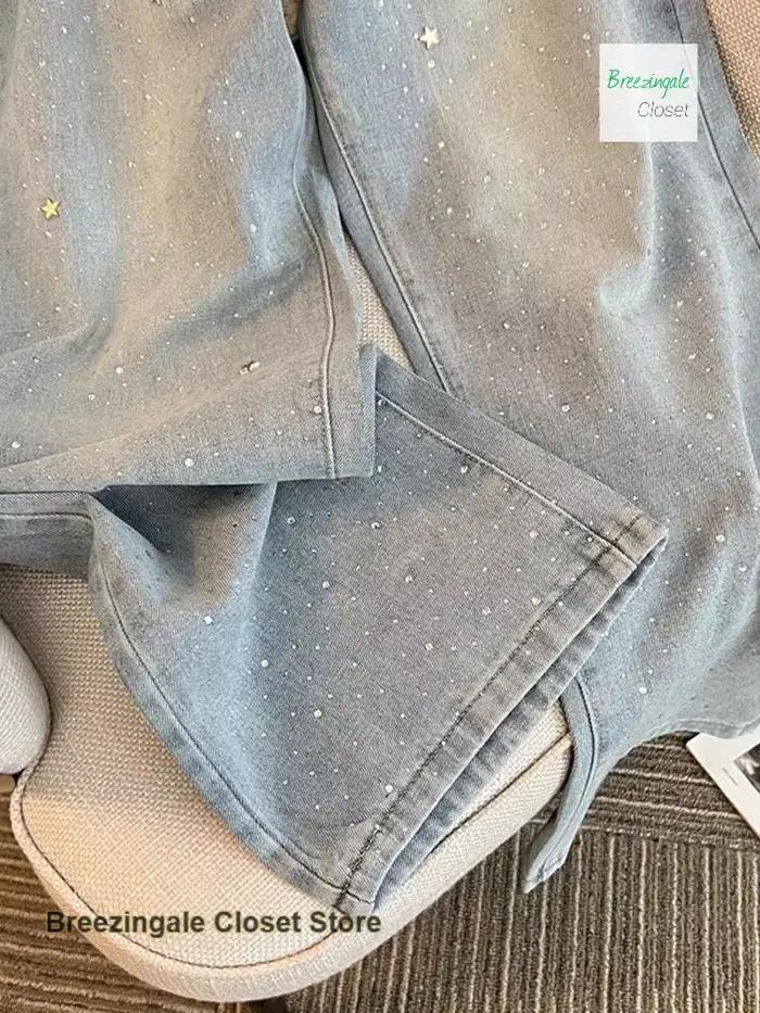 Jean américain à jambes larges et brillantes
