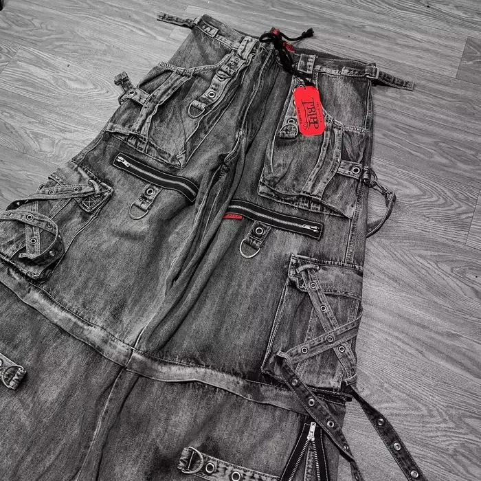 Pantalon cargo en denim gris vintage Y2K