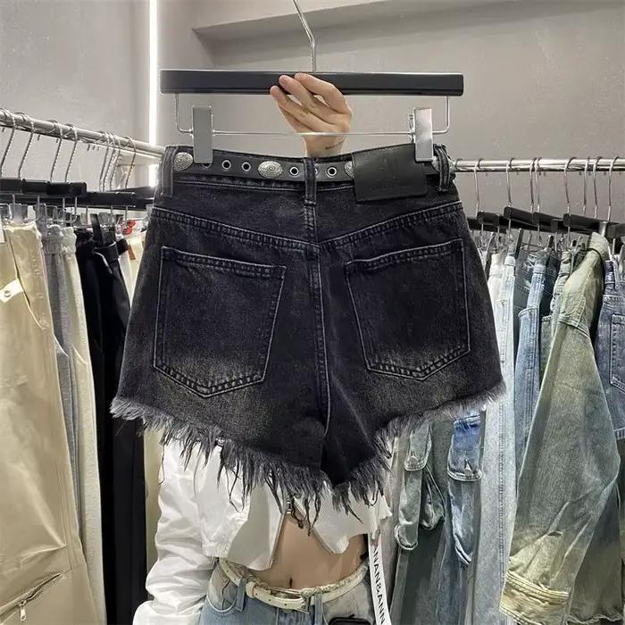 Shorts en jean déchiré à jambe large pour femme