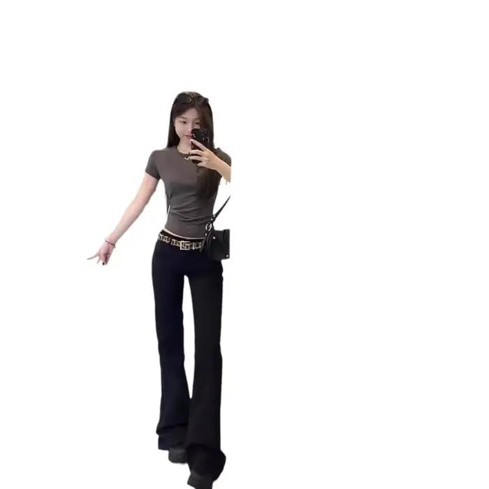 Low Waist Flared Denim Jeans Women's Spicy Girl Style Retro Hong Kong