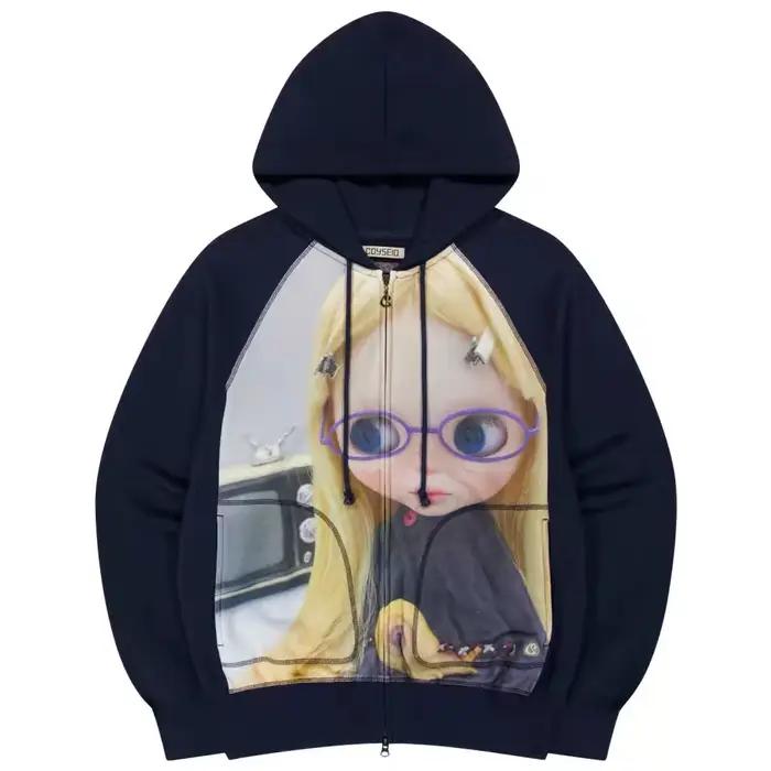 Veste à capuche imprimée Harajuku pour femme