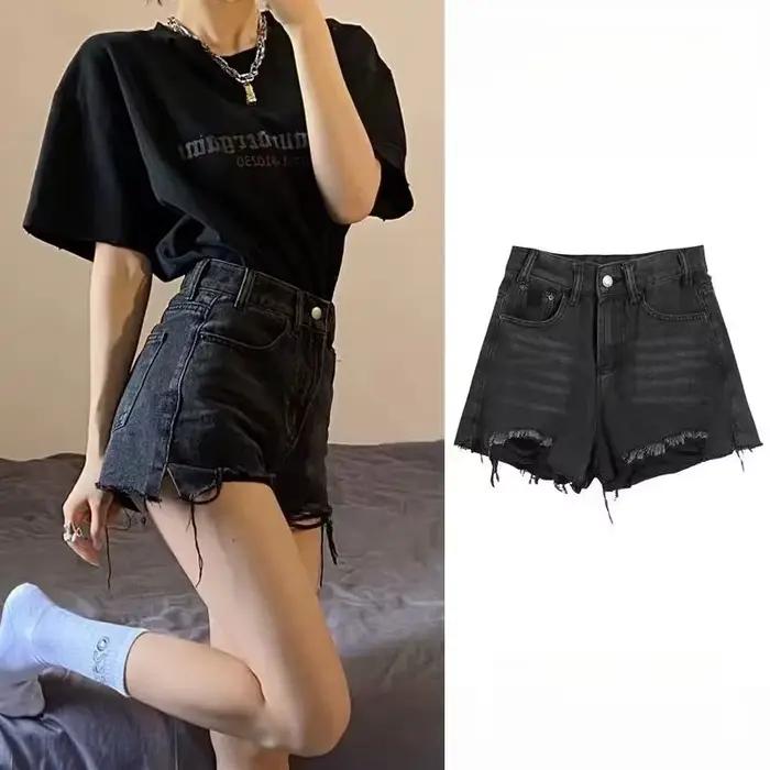 Shorts courts moulants rétro américains en polyester détressé pour femmes, style streetwear, été, taille basse, occasions spéciales
